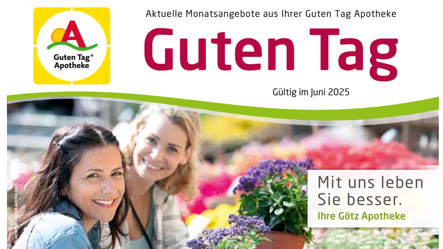 Strahlend im Juni: Unsere Monatsangebote Titelbild des Angebots-Flyers der Götz Apotheken für den Monat Juni