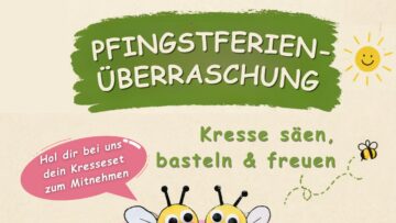 Ankündigung einer Bastelaktion für die Pfingstferien