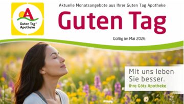 Titelblatt des Angebotsflyers für Mai mit Frau auf Blumenwiese