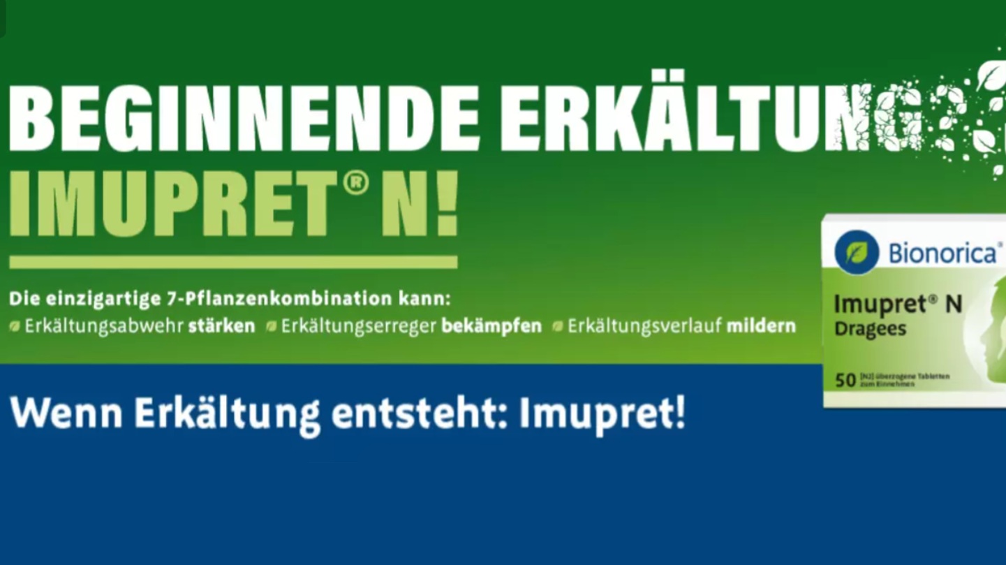 Ankündigung einer Aktion von Imupret