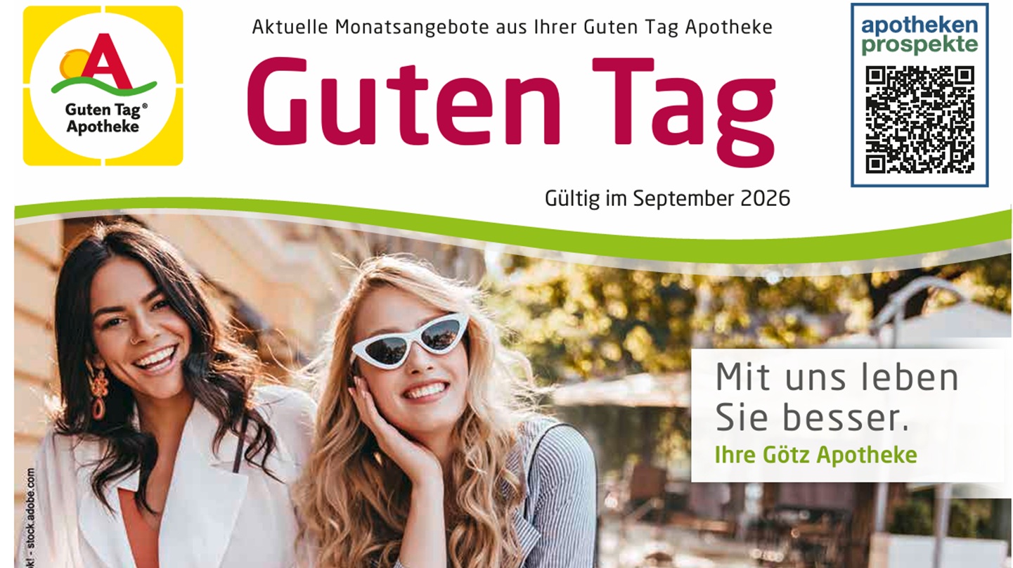 Zwei Frauen auf Titelblatt des Angebotsflyers der Götz Apotheken für September