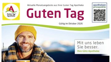 Mann mit Mütze und Schal auf Titelbild des Angebots-Flyers der Götz Apotheken